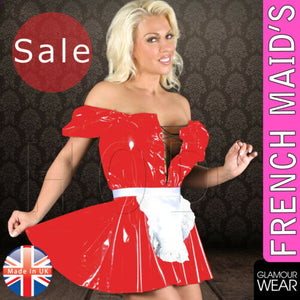 UK MADE PVC Maids FancyDress Costume Womens Outfit Sexy Waitress Rocky UK 8/18 - Angelsandsinners
