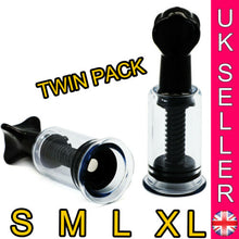 Load image into Gallery viewer, Twin Pack Nipple Suckers Suction Inverted Erector Enlargement Suckers Twist Pump - Angelsandsinners