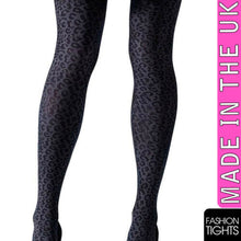 Load image into Gallery viewer, FISHNET BLACK LEOPARD TIGHTS ANIMAL PRINT CHEETAH SEXY OFFICE WEAR FASHION - Angelsandsinners
