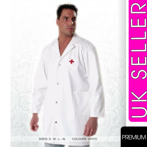 PVC DOCTORS LAB COAT Costume Adult Male Uniform Fancy Dress Stag Outfit 36-44