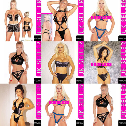 [HUGE SELECTION] Fetish BDSM Lingerie Womens Leather Straps Bra Thong Bondage - Angelsandsinners