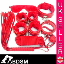 Load image into Gallery viewer, Under Bed Bondage Set Kit Hand Ankle Cuffs Collar Whip Eye Mask Kinky Restraint - Angelsandsinners