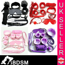Load image into Gallery viewer, Under Bed Bondage Set Kit Hand Ankle Cuffs Collar Whip Eye Mask Kinky Restraint - Angelsandsinners