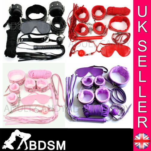 Under Bed Bondage Set Kit Hand Ankle Cuffs Collar Whip Eye Mask Kinky Restraint - Angelsandsinners
