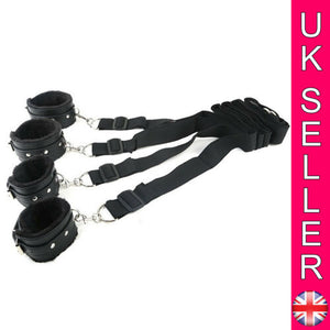 Under bed Restraints Under Mattress Bondage Restraint System With Leather Cuffs - Angelsandsinners