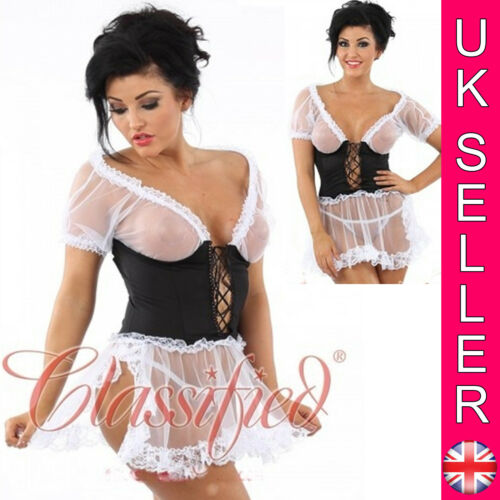 Sexy Sheer Lace Up Bodice Serving Wench Costume Oktoberfest Hostess Sizes S-XL - Angelsandsinners