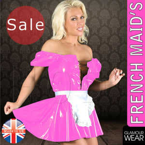 UK MADE PVC Maids FancyDress Costume Womens Outfit Sexy Waitress Rocky UK 8/18 - Angelsandsinners