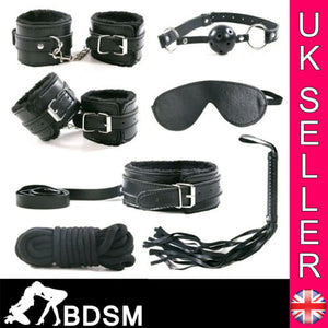 Under Bed Bondage Set Kit Hand Ankle Cuffs Collar Whip Eye Mask Kinky Restraint - Angelsandsinners