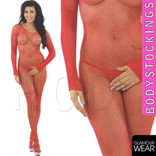 Load image into Gallery viewer, SEXY LONG SLEEVED FISHNET BODYSTOCKING lingerie crotchless bodysuit UK STOCK - Angelsandsinners