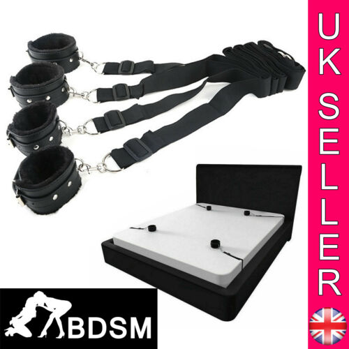 Under bed Restraints Under Mattress Bondage Restraint System With Leather Cuffs - Angelsandsinners
