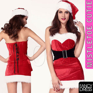 Mrs Santa Claus Christmas Fancy Dress Costume Xmas Ladies Women Dress Costume UK - Angelsandsinners
