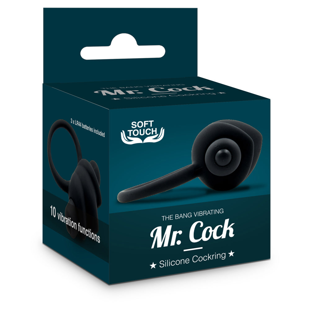 Mr Cock The Bang Vibrating Silicone Cockring Black - Angelsandsinners