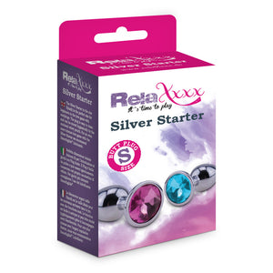 RelaXxxx Silver Starter Butt Plug Blue Small - Angelsandsinners