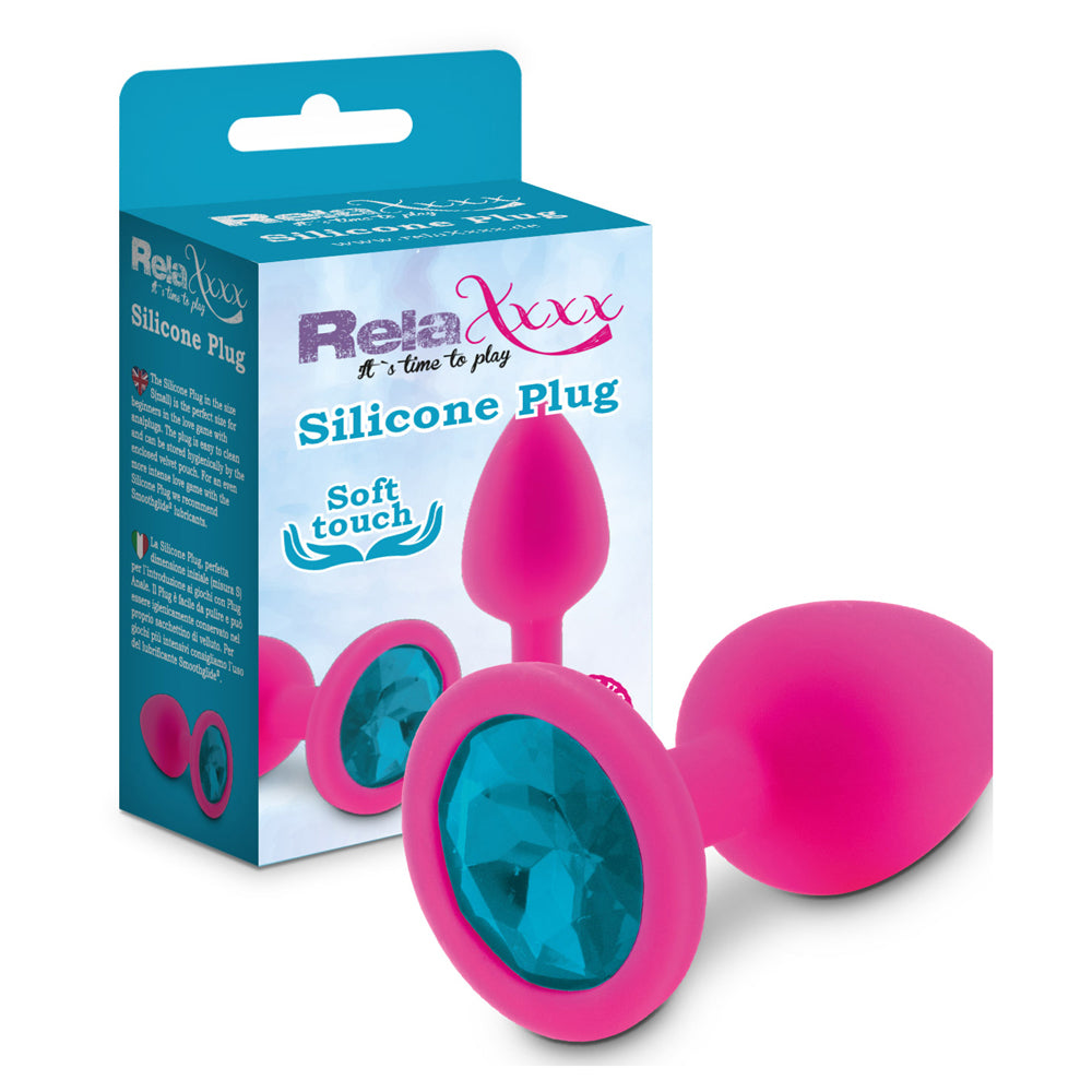 RelaXxxx Silicone Diamont Plug Pink Blue Small - Angelsandsinners