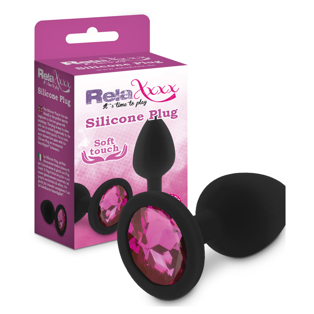 RelaXxxx Silicone Diamont Plug Black/Pink Small - Angelsandsinners