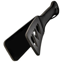 Load image into Gallery viewer, Black Vegan Heart Role Play Split Bondage Fetish Spanking Paddle Flogger