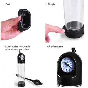 Penis Pump Enlarger Vacuum Erection Enhancer Extender Stretcher Presure Gauge