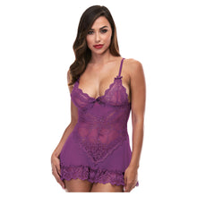 Load image into Gallery viewer, Baci Lingerie Mini Lace Chemise Purple - Angelsandsinners