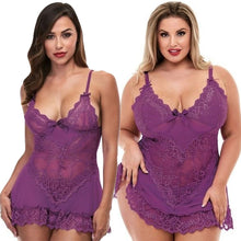 Load image into Gallery viewer, Baci Lingerie Mini Lace Chemise Purple - Angelsandsinners