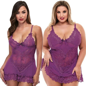 Baci Lingerie Mini Lace Chemise Purple - Angelsandsinners