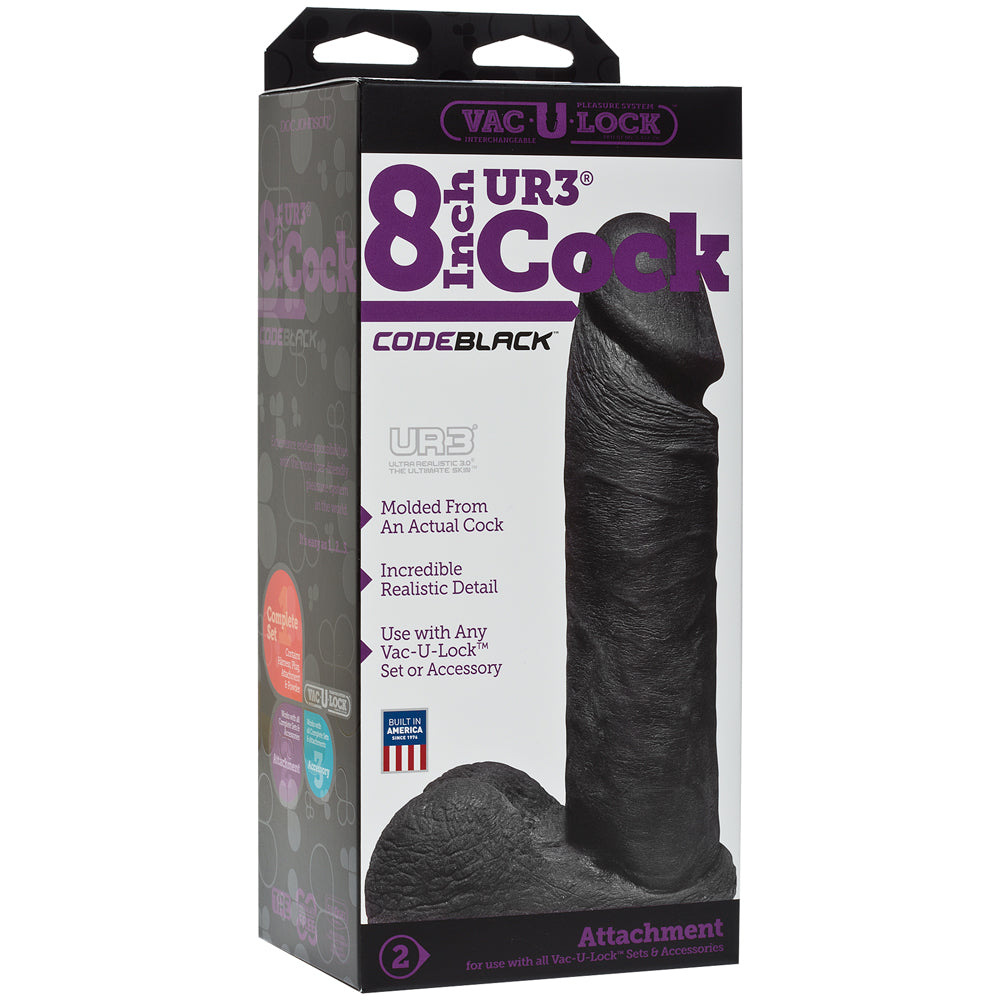 Vac-U-Lock Codeblack Cock Black 8in - Angelsandsinners