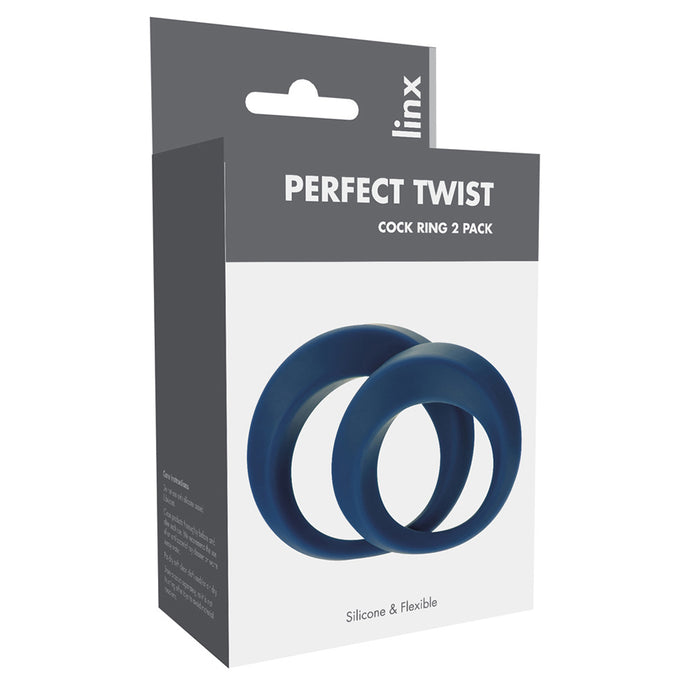 Linx Perfect Twist Cock Ring Set Blue OS - Angelsandsinners