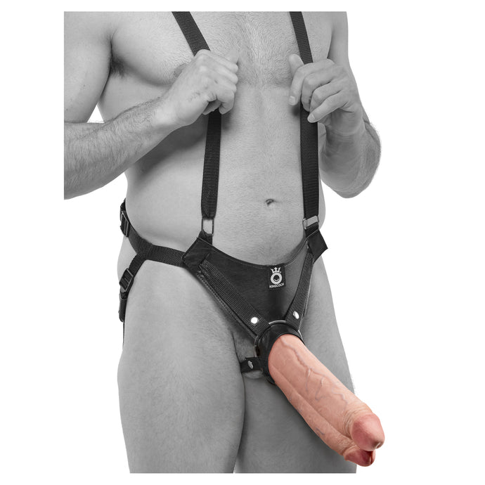 King Cock Strap-On Harness with Two Cocks One Hole Flesh - Angelsandsinners