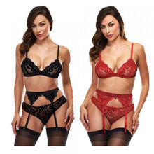 Load image into Gallery viewer, Baci Lingerie Romantic 3pc Lace Garter Set - Angelsandsinners